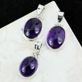 SVP979-Cab Amethyst Gemstone Trendy 3 Pcs Set Of Pendant Wholesale Lot